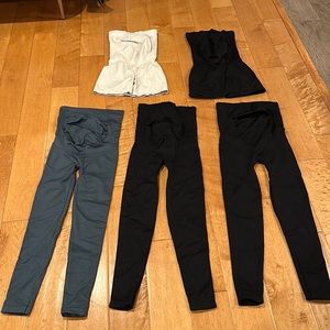 Bundle - Set of 5 Blanqi Over the Bump Leggings and Bike Short - Maternity Small